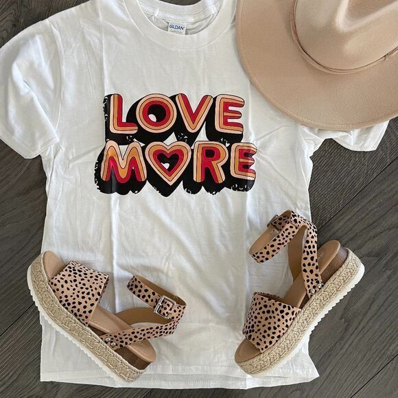Boho LOVE MORE White Graphic T-Shirt Tee - Picture 3 of 7